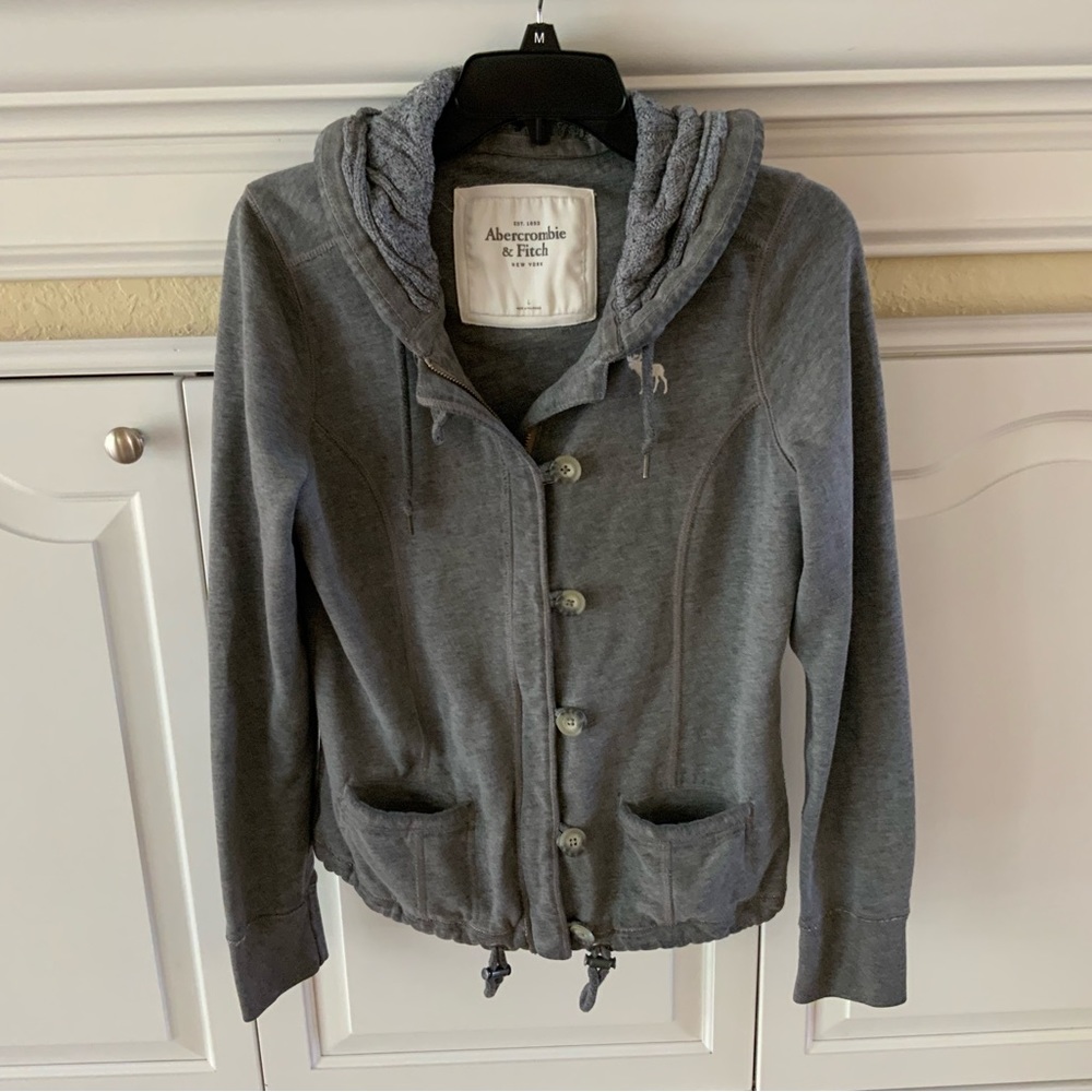 Abercrombie & Fitch Gray flannel lined jacket size L
